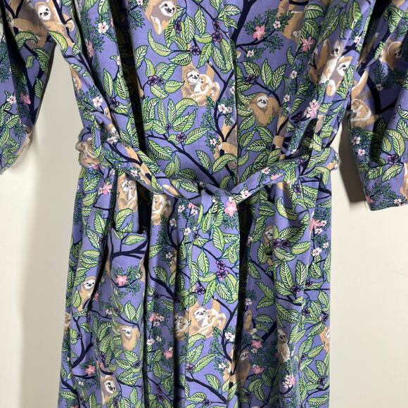 Vera Bradley Robe Womens 2XL/3XL "Hanging Around Sloth Purple" Pattern Tie Waist - Picture 5 of 16